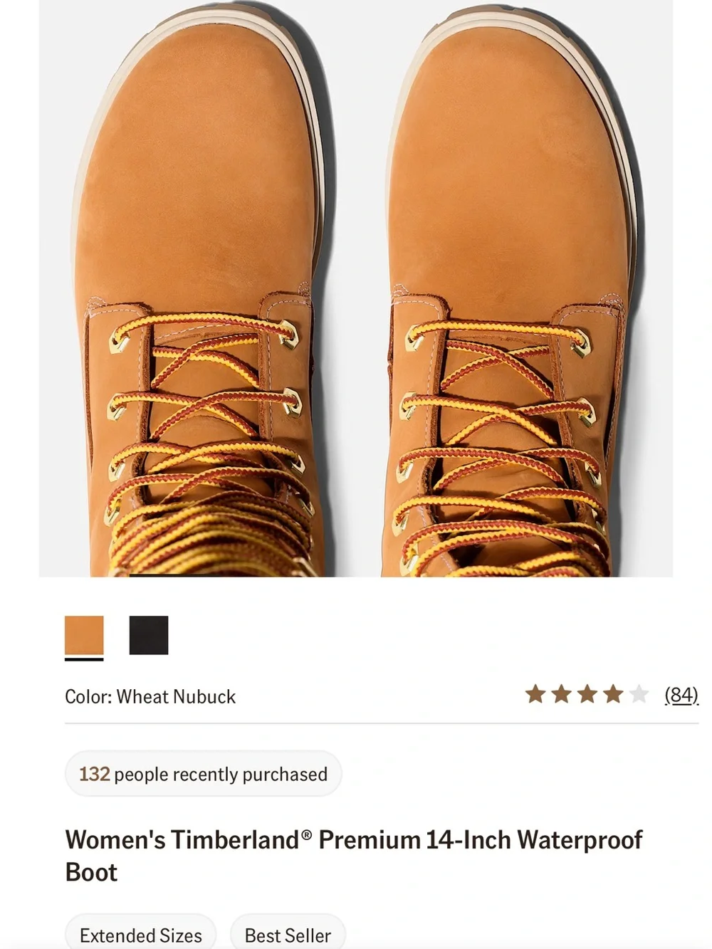 🆕Timberland Women's Wheat Nubuck 14-Inch Waterproof Lace-Up Boot